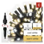 Oświetlenie łączone Premium - łańcuch 100LED 10m, ciepła biel+zimna biel miga, czarny