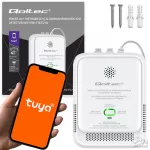 Qoltec Certyfikowany Czujnik 2w1 wycieku gazu ziemnego i tlenku węgla (czadu) | detektor CH4 | CO | NG | Tuya | Wi-Fi | alarm 85dB | LED