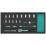 Zestaw kluczy nasadowych 1/4” 4-14mm 19elem. 90T CrV wkład EVA STALCO S026391490