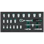 Zestaw kluczy nasadowych 3/8” 6-24mm 22elem. 90T CrV wkład EVA STALCO S026393890