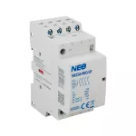 Stycznik modułowy 25A, styki 4xNO (normalnie otwarte), cewka 230V, 2-modułowy SM25A/4NO/2P biały
