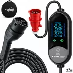 Qoltec Mobilna ładowarka do samochodu elektrycznego EV i hybryd z regulacją 2w1 Typ2 | 7kW | 230V | CEE 32A | LED |  5m
