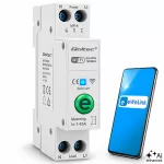 Qoltec Przekaźnik 63A na szynę DIN z licznikiem energii elektrycznej | eWeLink od Sonoff | Wi-Fi | Dioda LED