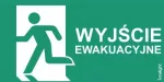 Piktogram WYJŚCIE EWAKUACYJNE napis lewo - E12 (300X150mm) / LOGO / 85112