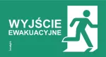 Piktogram WYJSCIE EWAKUACYJNE W PRAWO NAPIS LF13 / LOGO / 85313