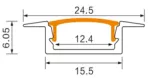 Profil P03 podtynkowy czarny + klosz transparentny 3m