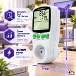Qoltec Watomierz Licznik zużycia energii PM0627 z historią pomiaru| 3680W | 16A | LCD