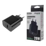 Ładowarka sieciowa 20W USB-C + USB-A czarna Szybkie ładowanie