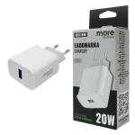 Ładowarka sieciowa 20W USB-A biała