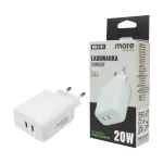 Ładowarka sieciowa 20W 2x USB-C biała
