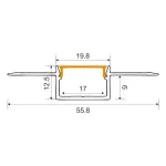 Profil GPS02 podtynkowy anodowany+ klosz mleczny 2m