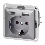 Gniazdo pojedyncze p/t 2P+Z, Schuko, z ładowarką USB A+C Pearl, 16 A, 250 V, PT-17P/USB A+C, antracyt