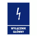 Tablica samoprzylepna 74x105 "WYŁĄCZNIK GŁÓWNY" NI3-WG