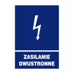 Znak elektryczny informacyjny 148x210 "ZASILANIE DWUSTRONNE" ZEI/A-4