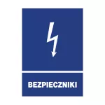 Znak elektryczny informacyjny 148x210 "BEZPIECZNIKI" ZEI/A-5