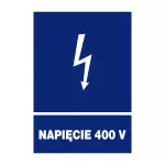 Znak elektryczny informacyjny 148x210 "NAPIĘCIE 400V" ZEI/A-10