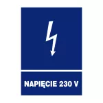 Znak elektryczny informacyjny 148x210 "NAPIĘCIE 230V" ZEI/A-11