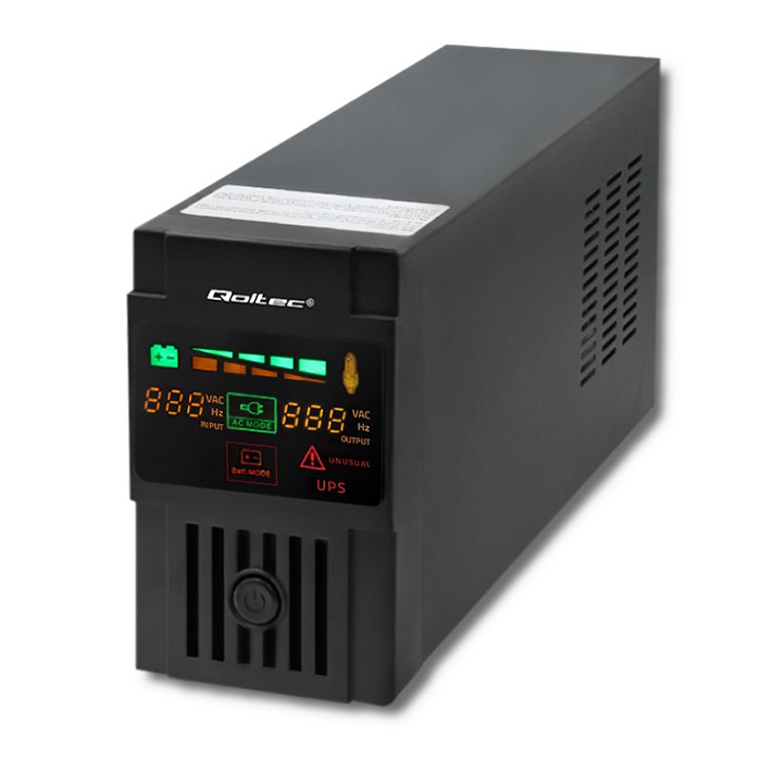 Qoltec Zasilacz awaryjny UPS Line Interactive | Monolith | 600VA | 360W | LCD | USB | RJ45