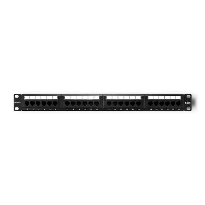 Qoltec Patch panel RACK | 24 porty | kat.5E UTP | Czarny