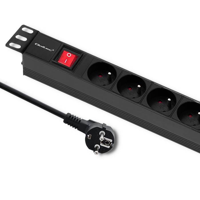 Qoltec Listwa zasilająca PDU do  RACK 19'' | 1U | 16A | 6xFRENCH | 2m