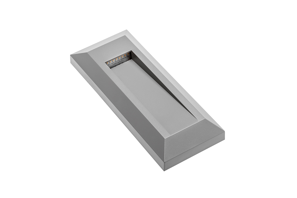 OPRAWA SCHODOWA LED SILVER PB, 1W, 45lm, AC 220-240V, 50/60Hz, KĄT ŚWIECENIA 120*, IP65, PROSTOKĄT, CIEPŁY BIAŁY, SZARY