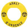 Etykieta z oznakowaniem Ø60 dla przycisków bezpieczeństwa ARRET D'URGENCE/logo ISO13850 Harmony XB4