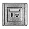 FLEXI Gniazdo pojedyncze HDMI 2.0, 4K + gniazdo komp. poj. 1xRJ45, kat. 5e, 8-stykowe srebrny metalik