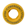 Pierścień podświetlający do przycisków awaryjnych z opisem EMERGENCY STOP, światło błyskowe, żółty