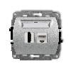TREND Mechanizm gniazda pojedynczego HDMI 2.0, 4K + gniazda komp. poj. 1xRJ45, kat. 5e, 8-stykowy srebrny metalik