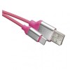 Kabel USB 2.0, wtyk A - C, ładowanie, transmisja danych, 1 m, różowy