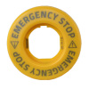 Pierścień podświetlający do przycisków awaryjnych z opisem EMERGENCY STOP, światło ciągłe, żółty