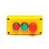 Kaseta żółto-szara, 3 przyciski, kryty ziel. (1NO), kryty czer.(1NC), bezpieczeństwa 30 mm (1NC)